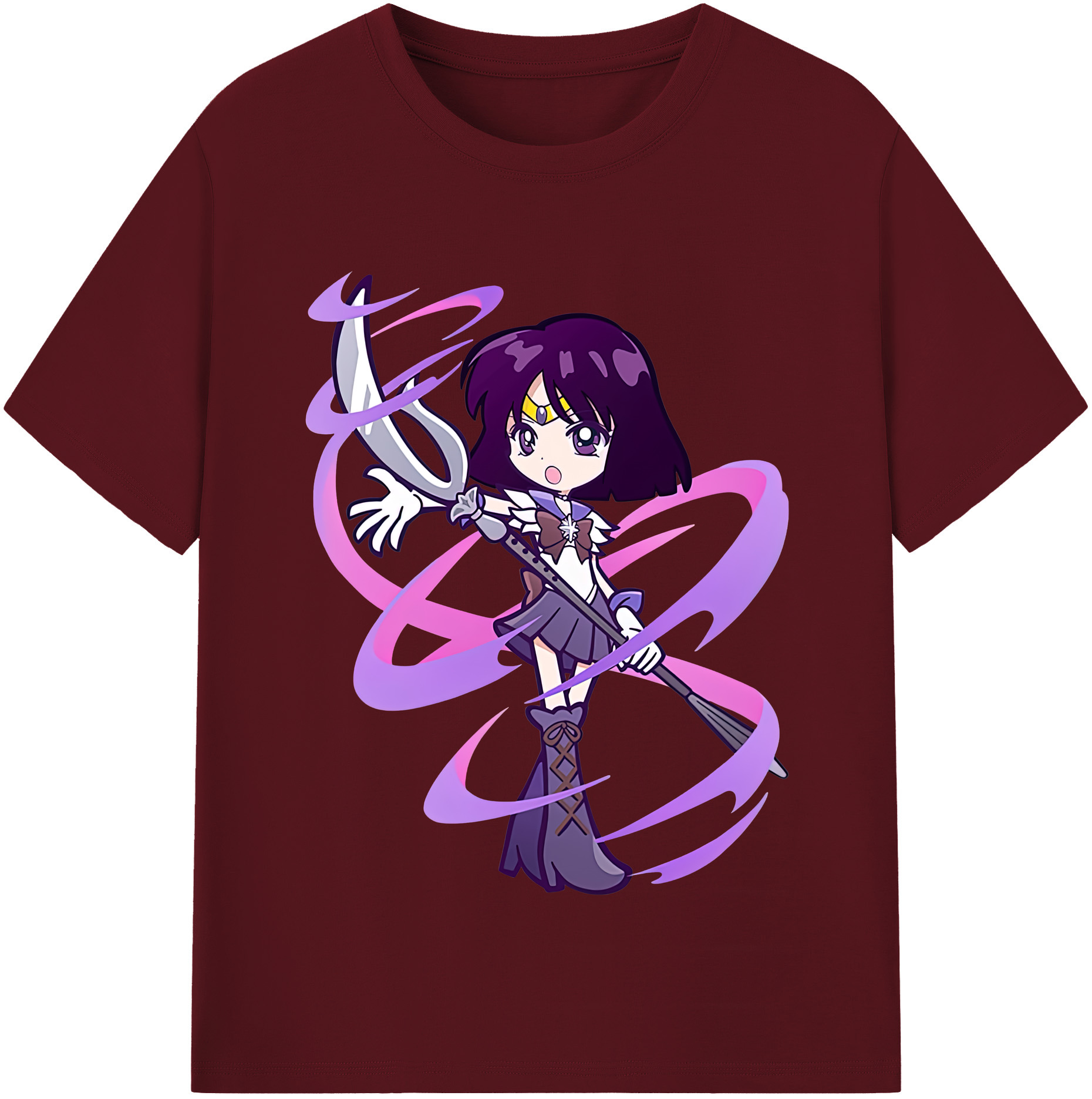 （画像用） 美少女戦士セーラームーン 土萠ほたる Sailor Moon Tomoe Hotaru （セーラーサターン；Sailor Saturn） 綿100％半袖Tシャツ（フロントプリント）
